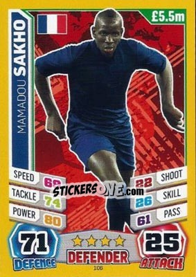 Sticker Mamadou Sakho - Match Attax World Stars 2014 - Topps