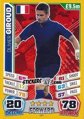 Sticker Olivier Giroud - Match Attax World Stars 2014 n. 114 - Topps