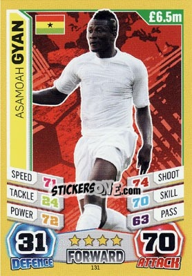 Sticker Asamoah Gyan - Match Attax World Stars 2014 n. 131 - Topps
