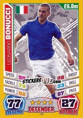 Sticker Leonardo Bonucci - Match Attax World Stars 2014 n. 146 - Topps