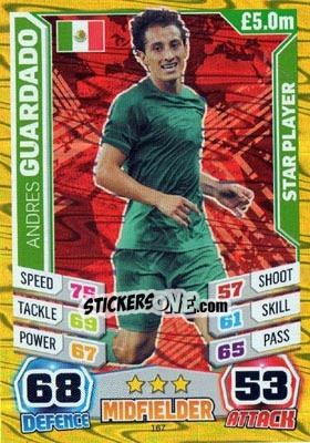 Cromo Andres Guardado - Match Attax World Stars 2014 - Topps