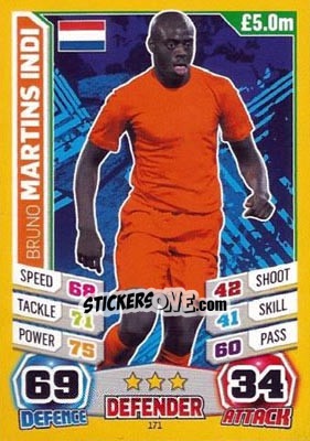 Sticker Bruno Martins Indi - Match Attax World Stars 2014 - Topps