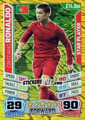 Sticker Cristiano Ronaldo - Match Attax World Stars 2014 n. 197 - Topps