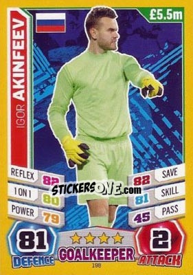Sticker Igor Akinfeev - Match Attax World Stars 2014 n. 198 - Topps