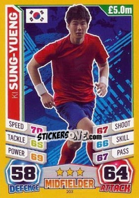 Sticker Ki Sung-Yueng - Match Attax World Stars 2014 n. 203 - Topps
