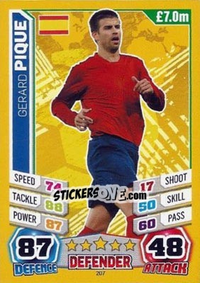 Sticker Gerard Pique - Match Attax World Stars 2014 n. 207 - Topps