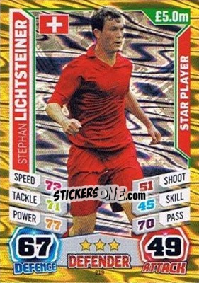 Sticker Stephan Lichtsteiner - Match Attax World Stars 2014 n. 219 - Topps