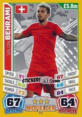 Sticker Valon Behrami - Match Attax World Stars 2014 n. 220 - Topps