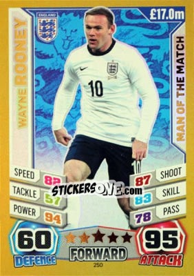 Sticker Wayne Rooney - Match Attax World Stars 2014 n. 250 - Topps