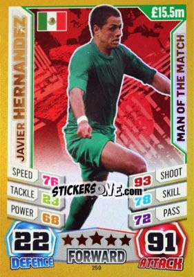 Sticker Javier Hernandez - Match Attax World Stars 2014 n. 259 - Topps