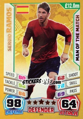 Sticker Sergio Ramos - Match Attax World Stars 2014 n. 264 - Topps