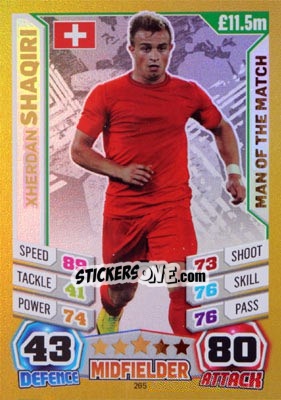 Sticker Xherdan Shaqiri - Match Attax World Stars 2014 n. 265 - Topps