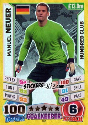Sticker Manuel Neuer - Match Attax World Stars 2014 n. 268 - Topps