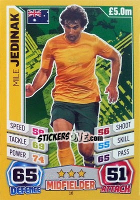 Sticker Mile Jedinak - Match Attax World Stars 2014 n. 16 - Topps