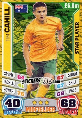 Sticker Tim Cahill - Match Attax World Stars 2014 n. 17 - Topps
