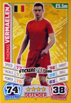 Sticker Thomas Vermaelen - Match Attax World Stars 2014 n. 21 - Topps