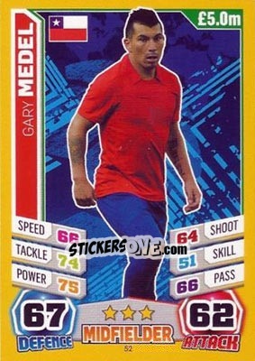 Sticker Gary Medel - Match Attax World Stars 2014 - Topps