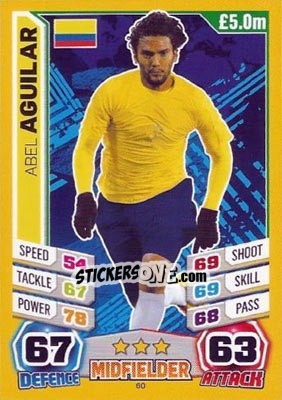 Sticker Abel Aguilar - Match Attax World Stars 2014 n. 60 - Topps