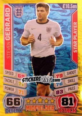 Sticker Steven Gerrard - Match Attax World Stars 2014 - Topps