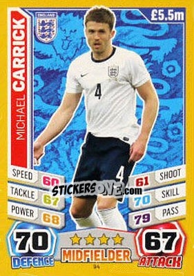 Sticker Michael Carrick - Match Attax World Stars 2014 n. 94 - Topps