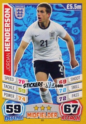 Sticker Jordan Henderson - Match Attax World Stars 2014 n. 95 - Topps