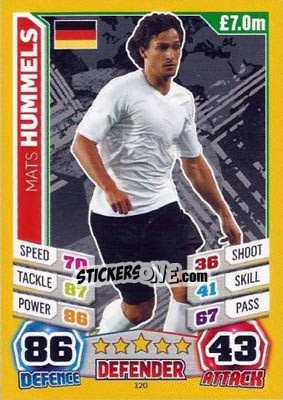 Sticker Mats Hummels - Match Attax World Stars 2014 n. 120 - Topps