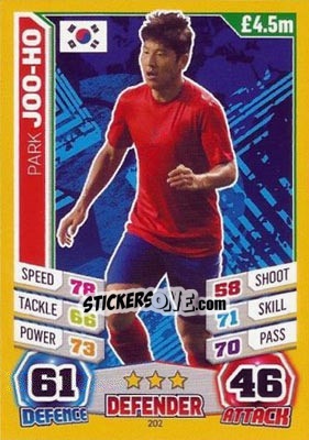 Sticker Park Joo-Ho - Match Attax World Stars 2014 n. 202 - Topps