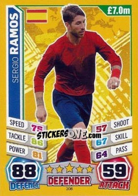 Sticker Sergio Ramos - Match Attax World Stars 2014 n. 206 - Topps