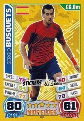 Sticker Sergio Busquets - Match Attax World Stars 2014 n. 209 - Topps