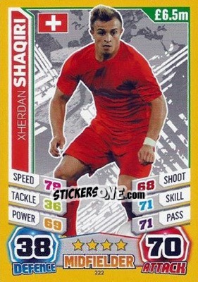 Sticker Xherdan Shaqiri - Match Attax World Stars 2014 n. 222 - Topps