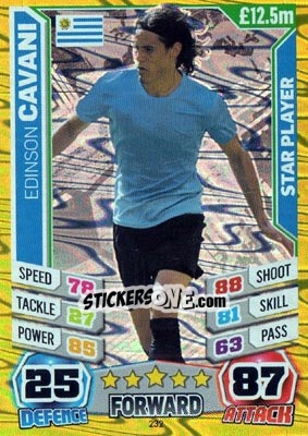 Sticker Edinson Cavani - Match Attax World Stars 2014 n. 232 - Topps