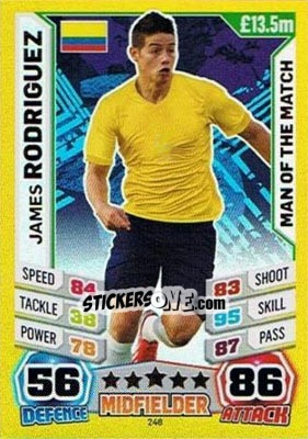 Sticker James Rodriguez - Match Attax World Stars 2014 n. 246 - Topps
