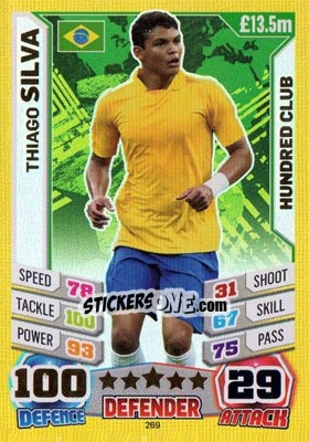 Sticker Thiago Silva - Match Attax World Stars 2014 n. 269 - Topps