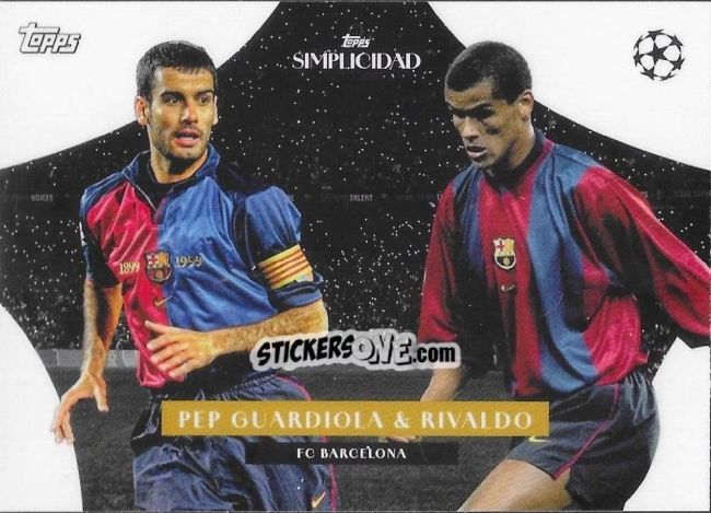 Figurina Pep Guardiola & Rivaldo - Simplicidad UEFA Club Competitions 2023-2024 n. DC2 - Topps
