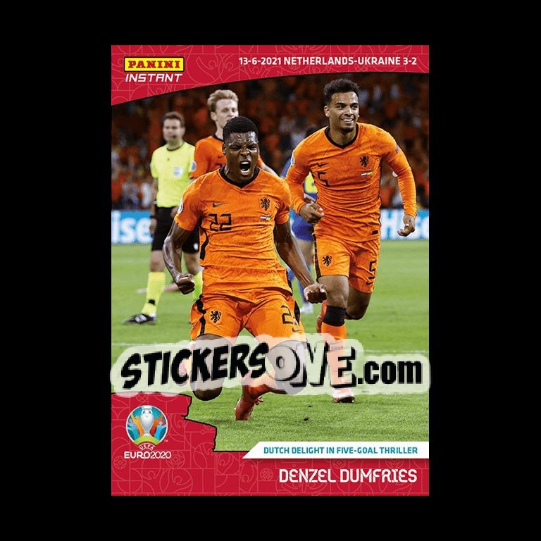 Sticker Denzel Dumfries - INSTANT UEFA EURO 2020 Adrenalyn XL
 n. 8 - Panini