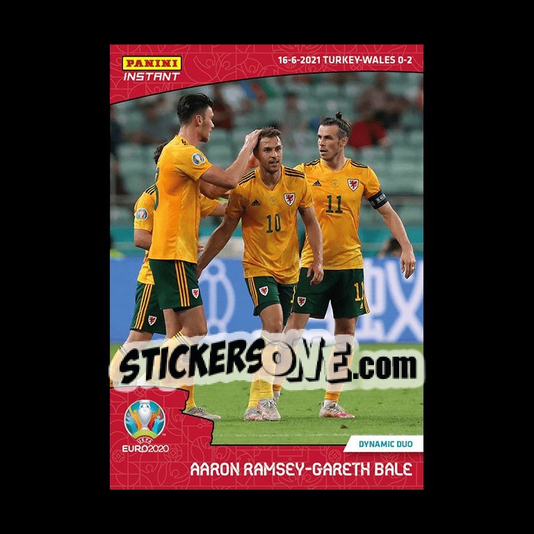 Sticker Aaron Ramsey / Gareth Bale - INSTANT UEFA EURO 2020 Adrenalyn XL
 n. 15 - Panini