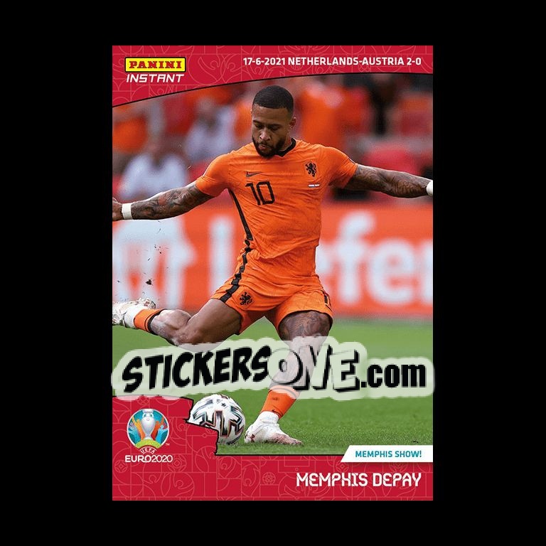 Sticker Memphis Depay - INSTANT UEFA EURO 2020 Adrenalyn XL
 n. 19 - Panini