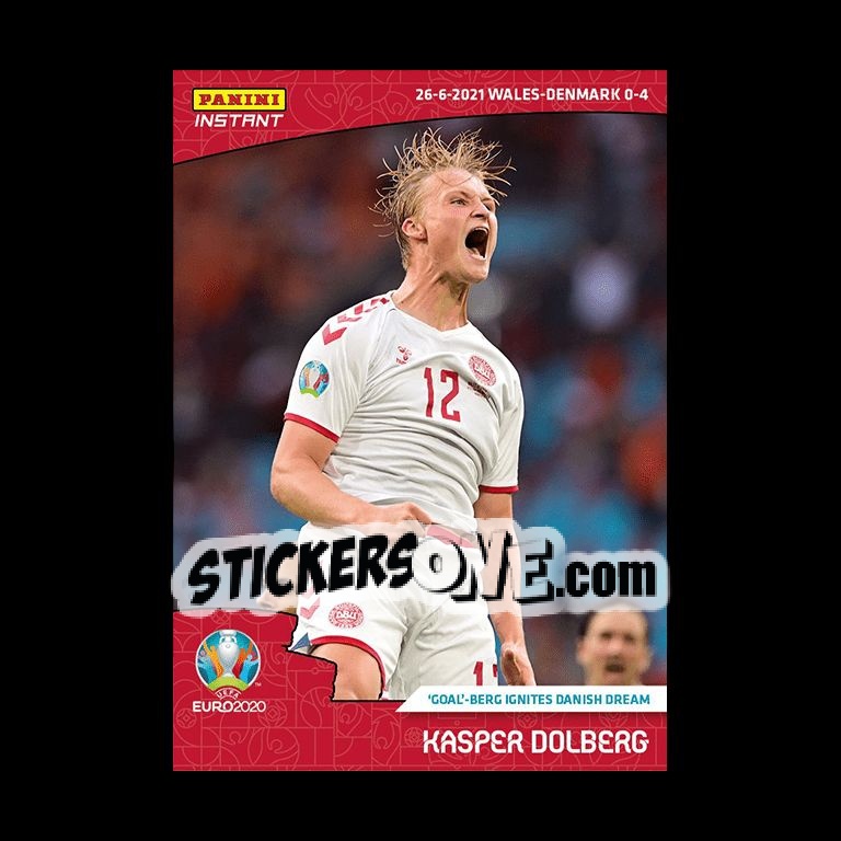 Sticker Kasper Dolberg - INSTANT UEFA EURO 2020 Adrenalyn XL
 n. 39 - Panini