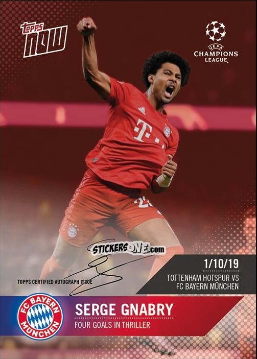 Sticker Serge Gnabry - Now UEFA Champions League 2019-2020
 n. 13c - Topps