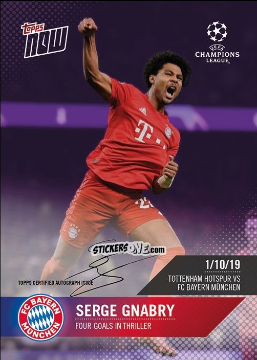 Sticker Serge Gnabry - Now UEFA Champions League 2019-2020
 n. 13b - Topps
