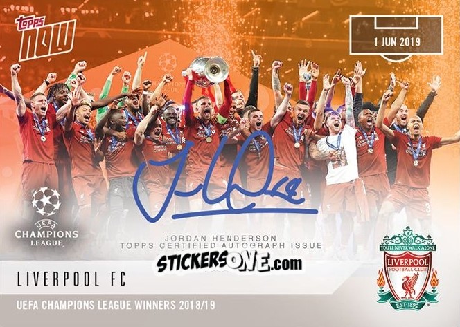 Sticker Jordan Henderson with Team - Now UEFA Champions League 2019-2020
 n. 67d - Topps