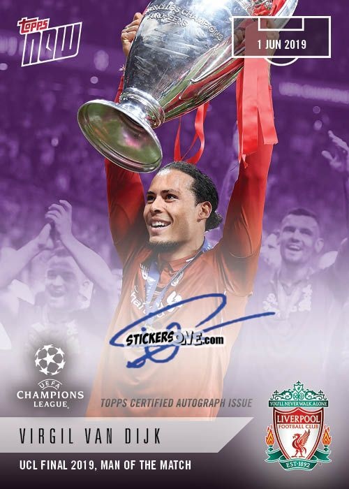 Sticker Virgil van Dijk - Now UEFA Champions League 2019-2020
 n. 68b - Topps