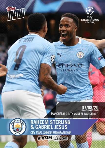 Sticker Raheem Sterling / Gabriel Jesus - Now Uefa Champions League 2019-2020 n. 62 - Topps