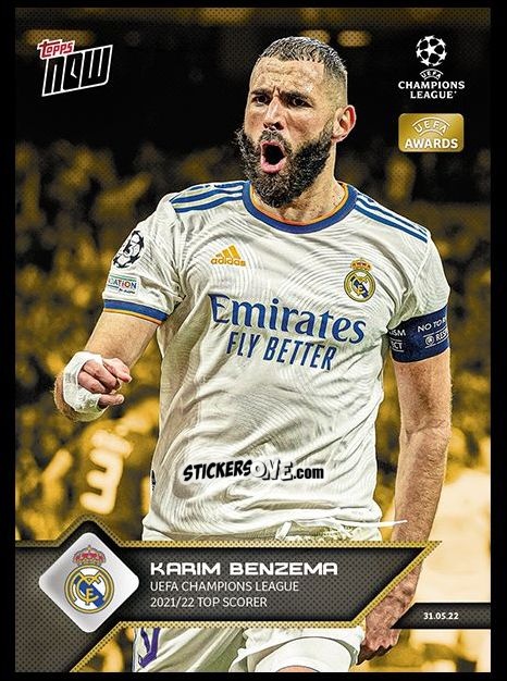 Sticker Karim Benzema - Now UEFA Champions League 2022-2023 - Second Part
 n. 167g - Topps