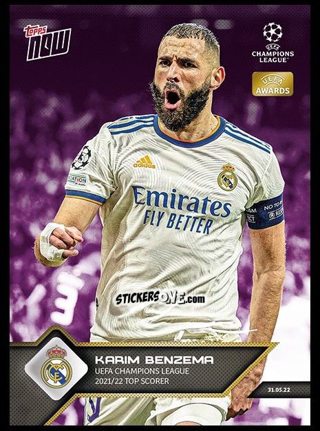 Sticker Karim Benzema - Now UEFA Champions League 2022-2023 - Second Part
 n. 167p - Topps