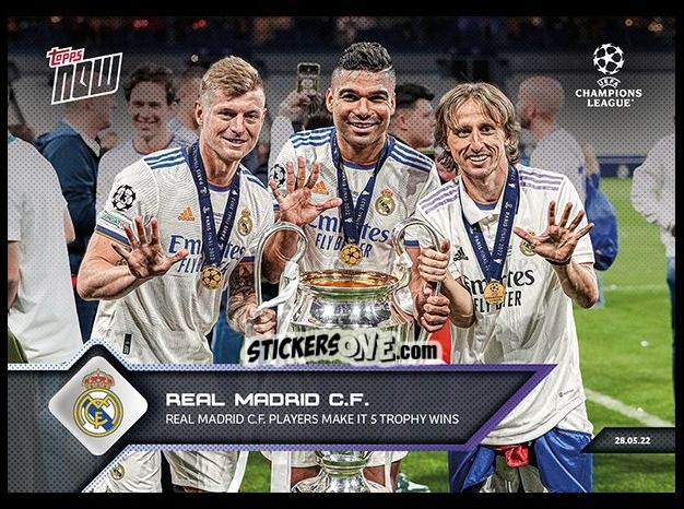 Sticker Tony Kroos / Casemiro / Luka Modric - Now UEFA Champions League 2022-2023 - Second Part
 n. 166 - Topps