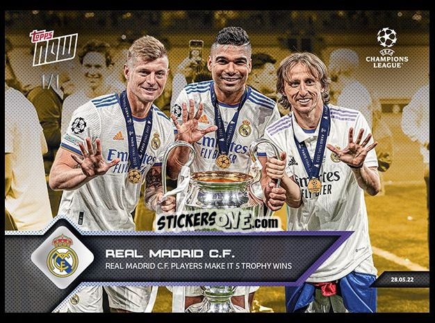 Sticker Tony Kroos / Casemiro / Luka Modric - Now UEFA Champions League 2022-2023 - Second Part
 n. 166g - Topps