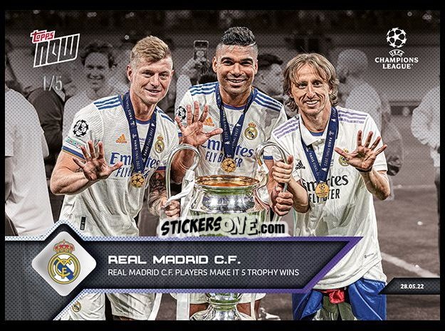 Sticker Tony Kroos / Casemiro / Luka Modric - Now UEFA Champions League 2022-2023 - Second Part
 n. 166a - Topps
