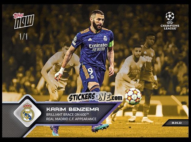 Sticker Karim Benzema - Now UEFA Champions League 2022-2023 - Second Part
 n. 145g - Topps