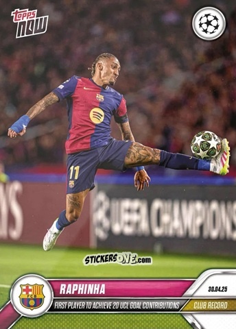 Cromo Raphinha - Now UEFA Champions League 2024-2025
 n. 147 - Topps